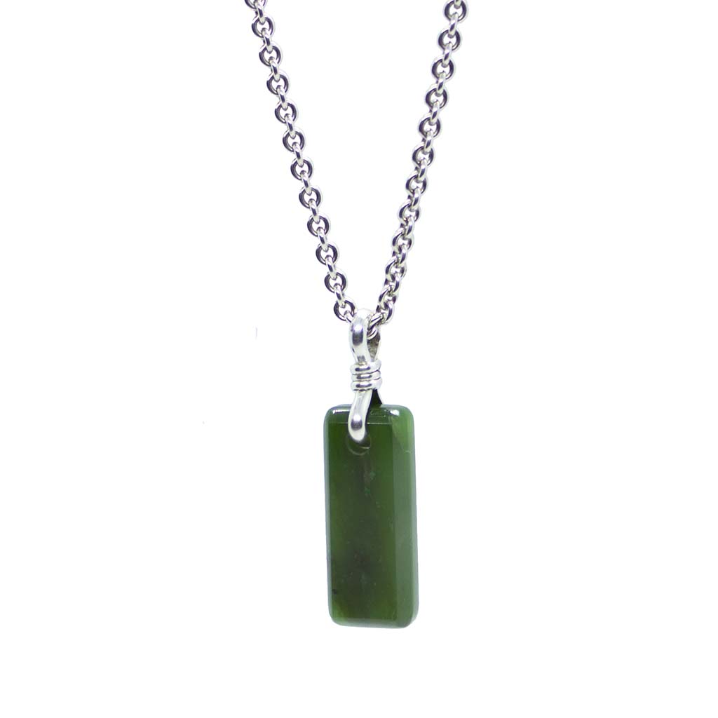 amulet necklace - jade (nephrite) with leather or recycled sterling silver chain