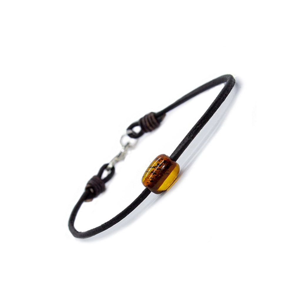 Token Bracelet for Alignment & Radiance - Brown Baltic Amber on Australian Kangaroo Leather