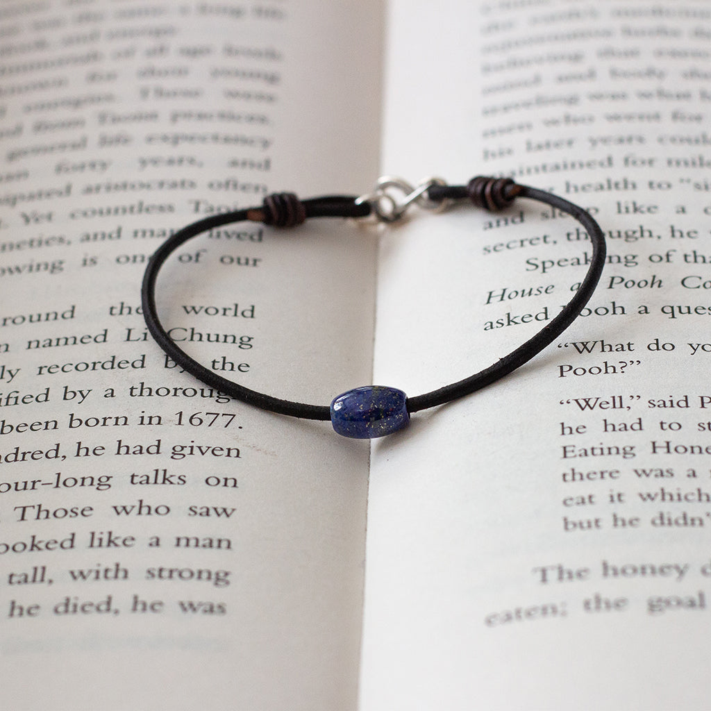 Token Bracelet for Intuition & Harmony - Lapis Lazuli on Australian Kangaroo Leather