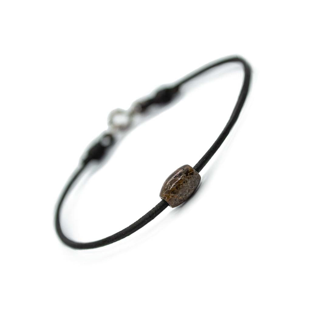 Token Bracelet for Connection & Wisdom - Brown Dinosaur Gembone on Australian Kangaroo Leather