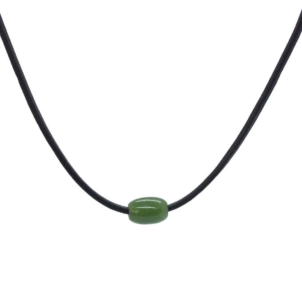 Token Necklace for Abundance & Prosperity - Jade (nephrite) on Australian Kangaroo Leather