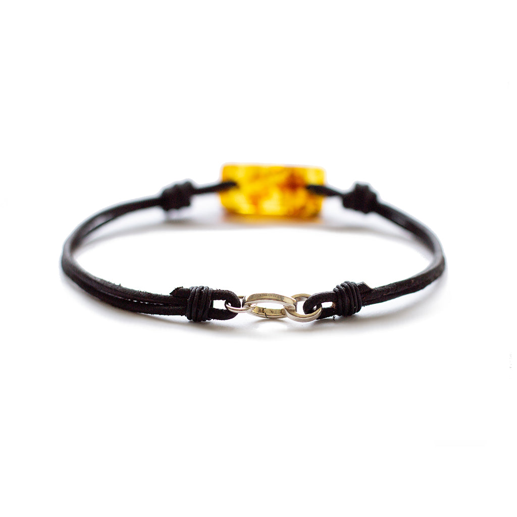 aeon bracelet - brown baltic amber & leather