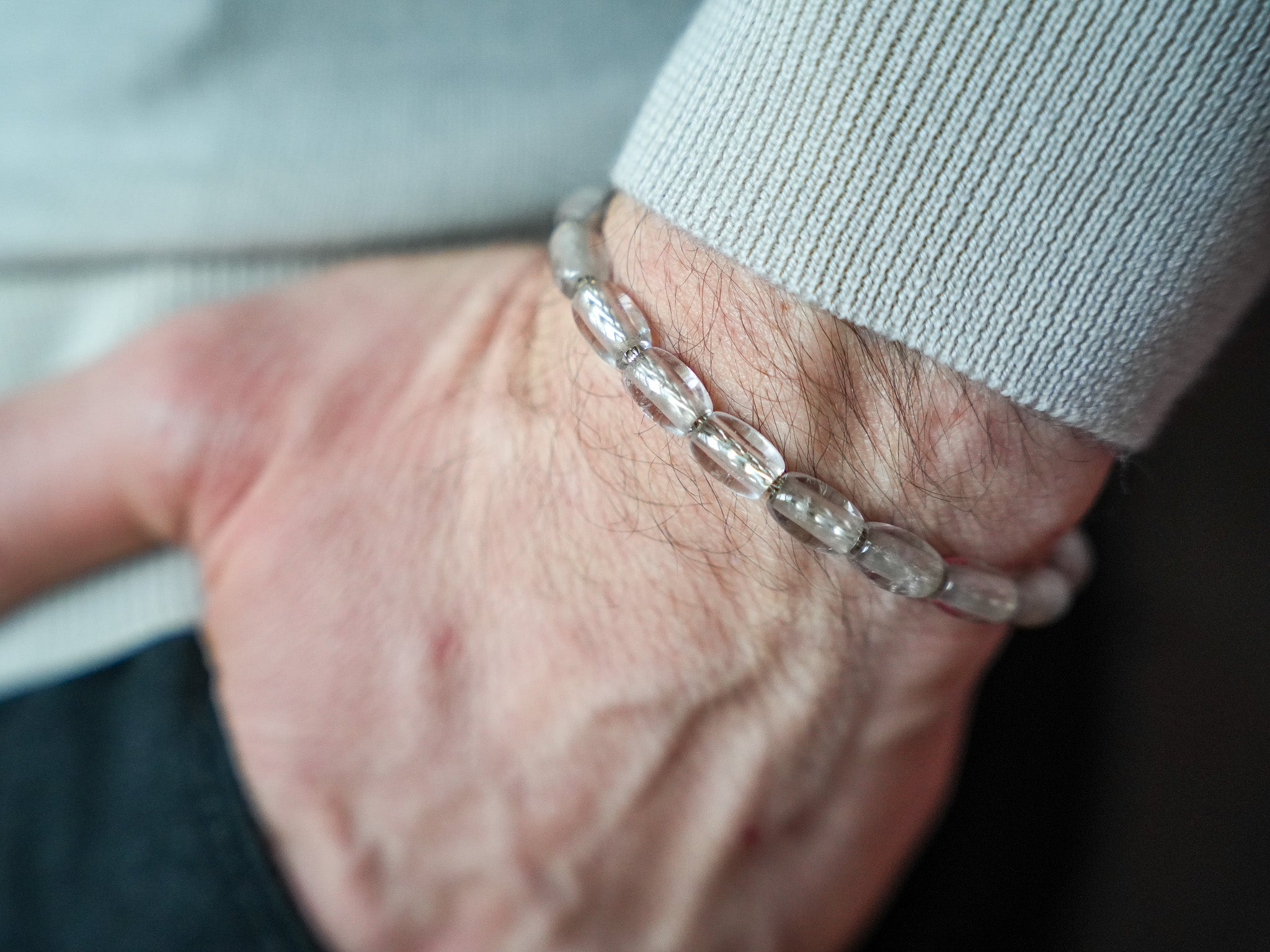 Beaded Accent Bracelet - Mountain Crystal on Sterling Silver Chain