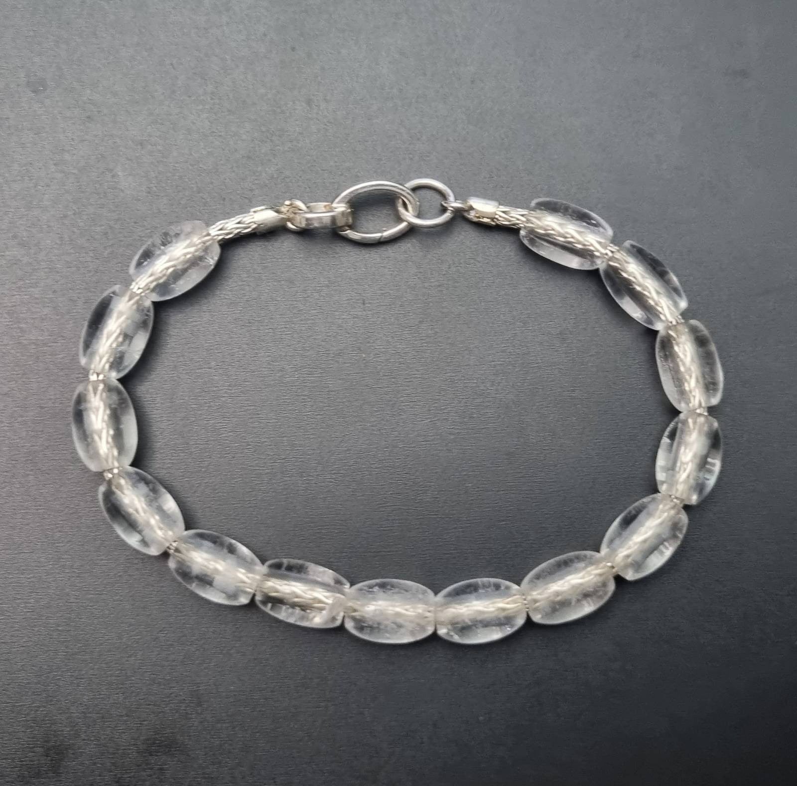 Beaded Accent Bracelet - Mountain Crystal on Sterling Silver Chain