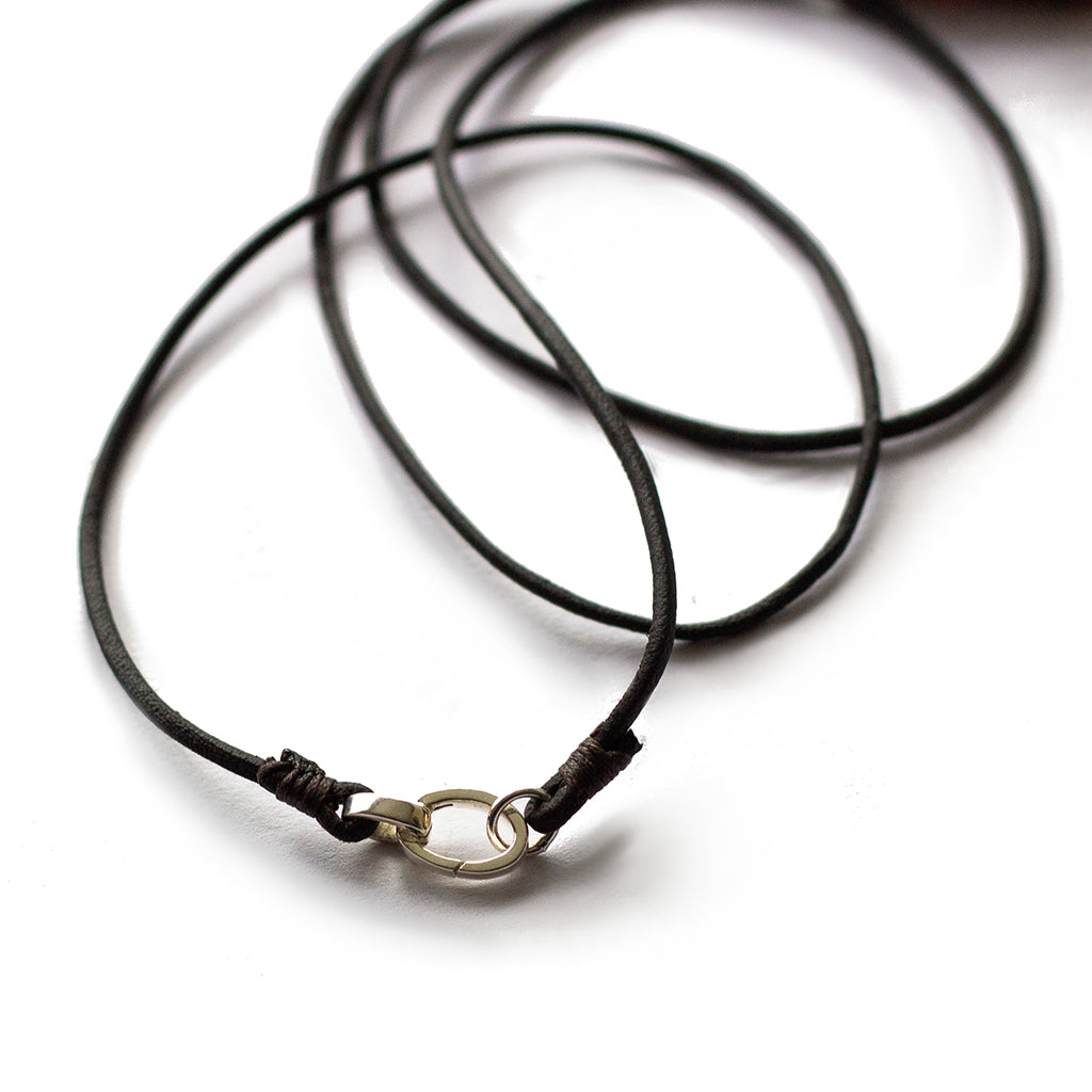 Amulet Necklace - Black Agate with Leather
