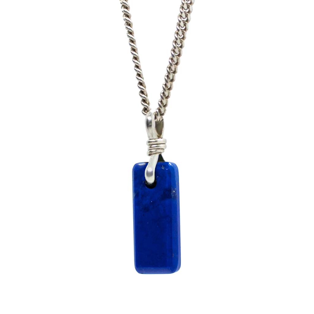 Amulet Necklace - Lapis Lazuli with Recycled Sterling Silver Chain