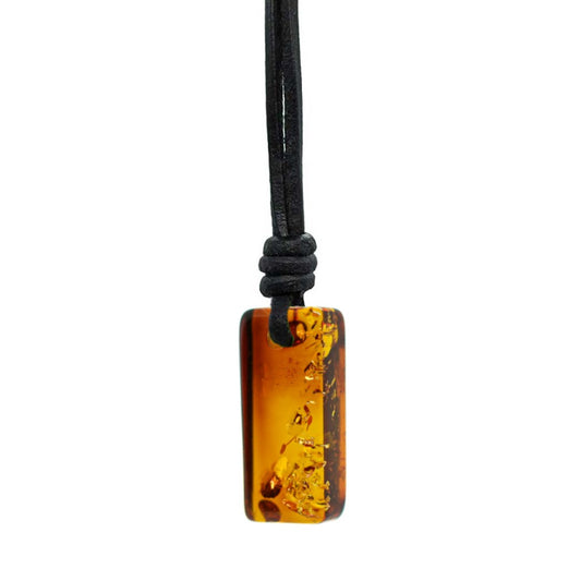 Dark Brown Amber Amulet Necklace