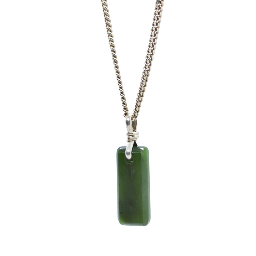 amulet necklace - jade (nephrite) with leather or recycled sterling silver chain