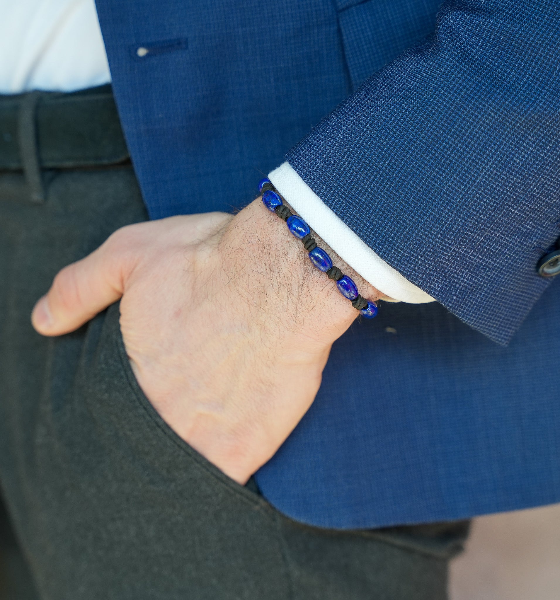 Accent Bracelet - Lapis Lazuli on Kangaroo Leather