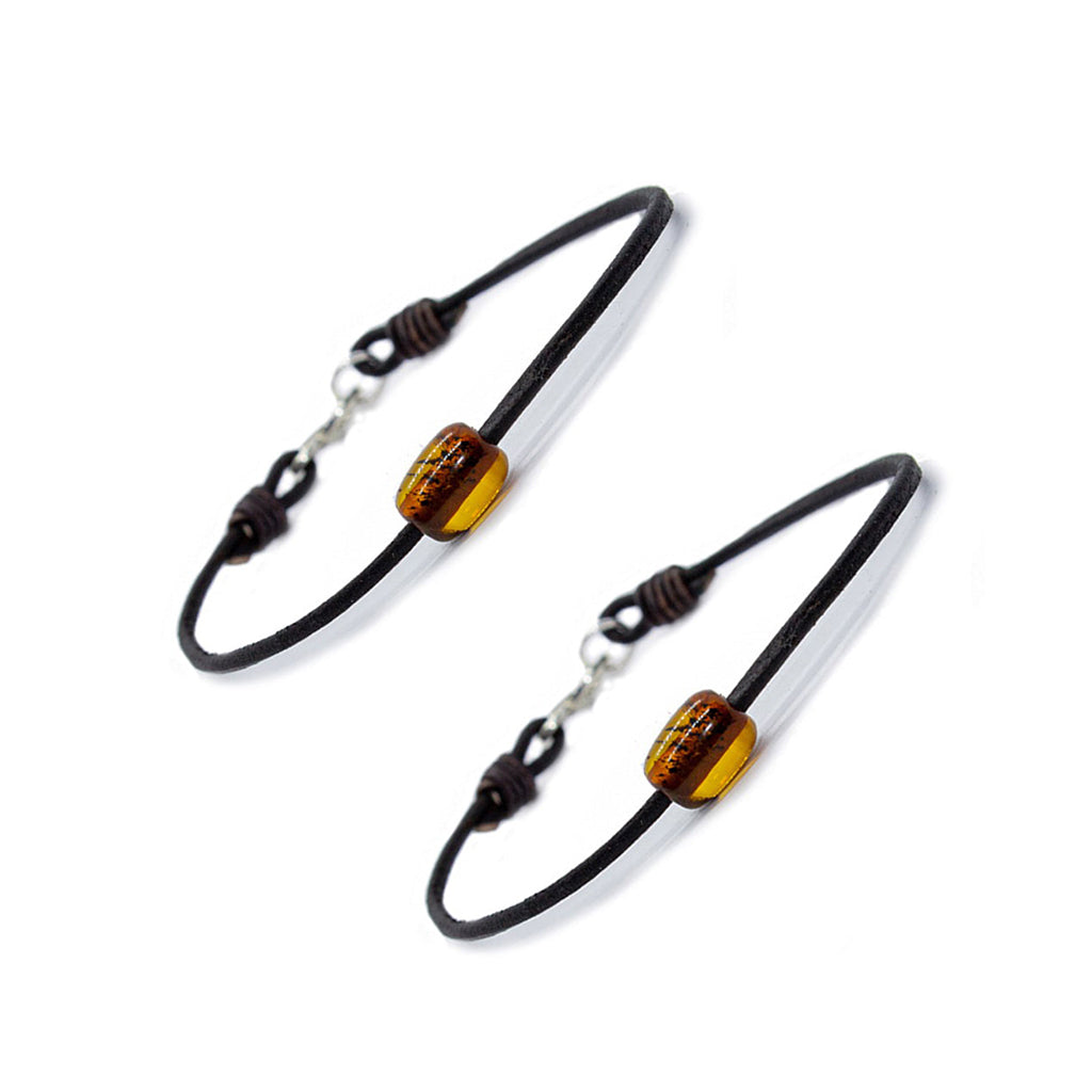 Token Friendship Bracelets - Brown Baltic Amber on Australian Kangaroo Leather