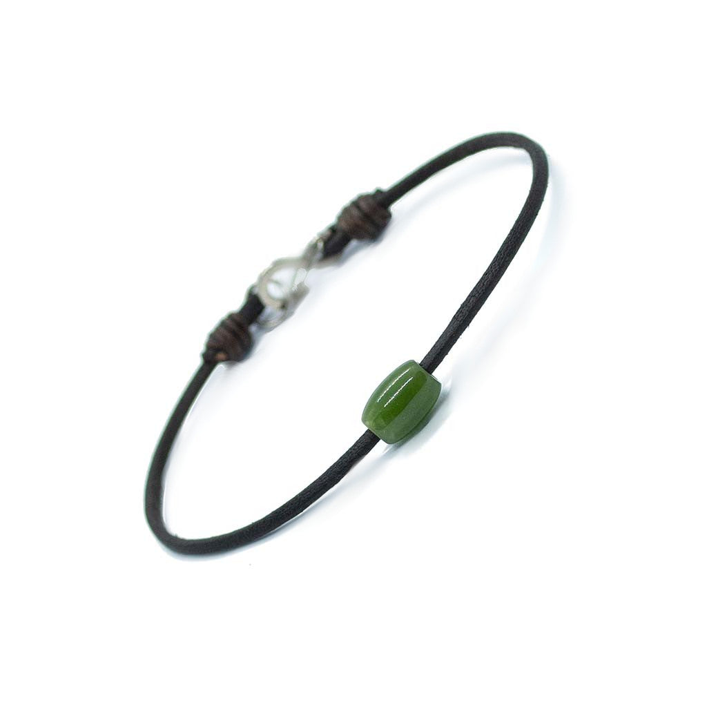 Token Bracelet for Abundance & Prosperity - Jade (nephrite) on Australian Kangaroo Leather