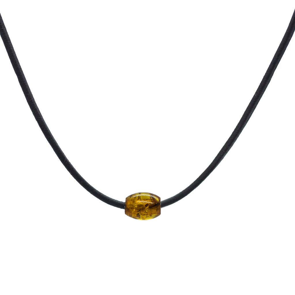 Token Necklace for Alignment & Radiance - Brown Baltic Amber on Australian Kangaroo Leather