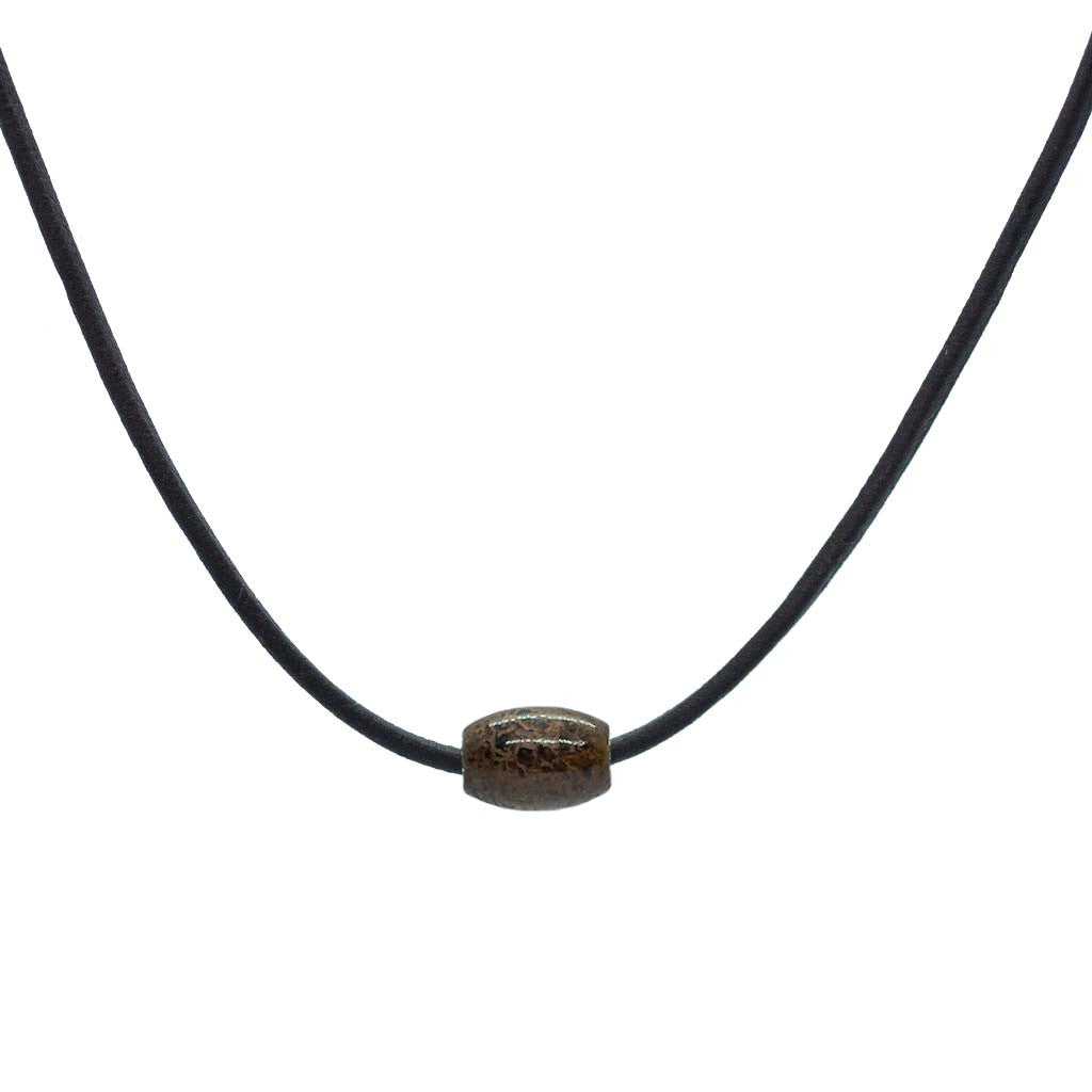 Token Necklace for Connection & Wisdom - Brown Dinosaur Gembone on Australian Kangaroo Leather