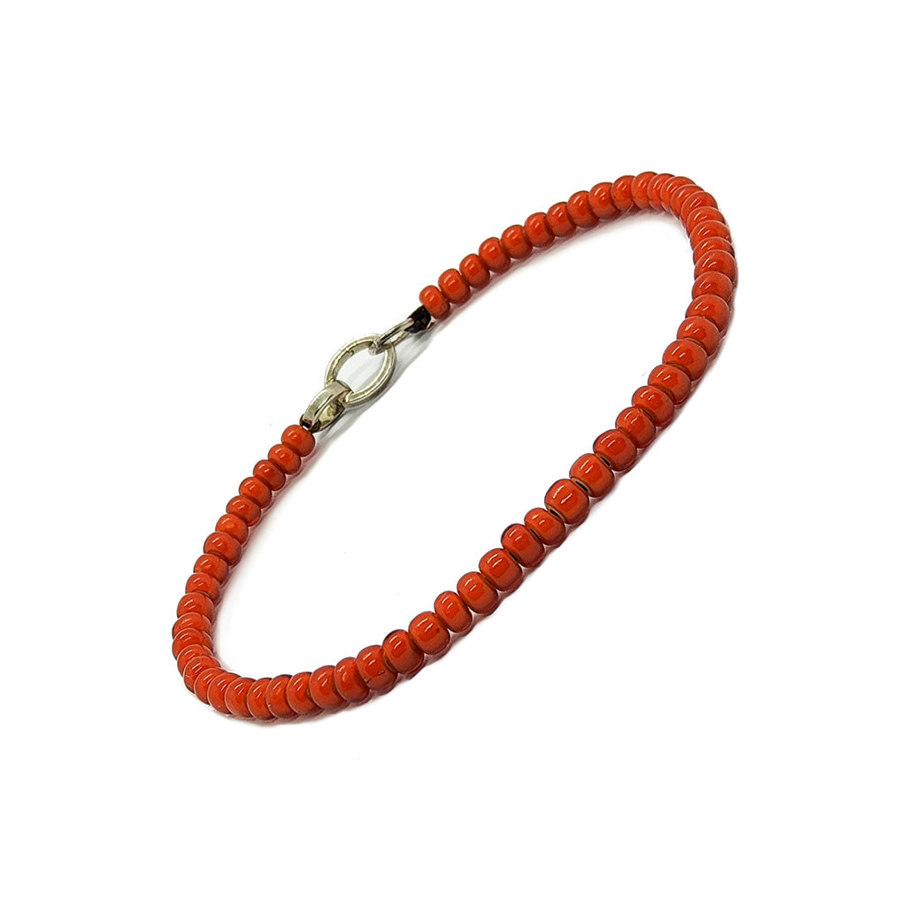 Accent Bracelet - Vintage Orange Venetian White Heart Beads