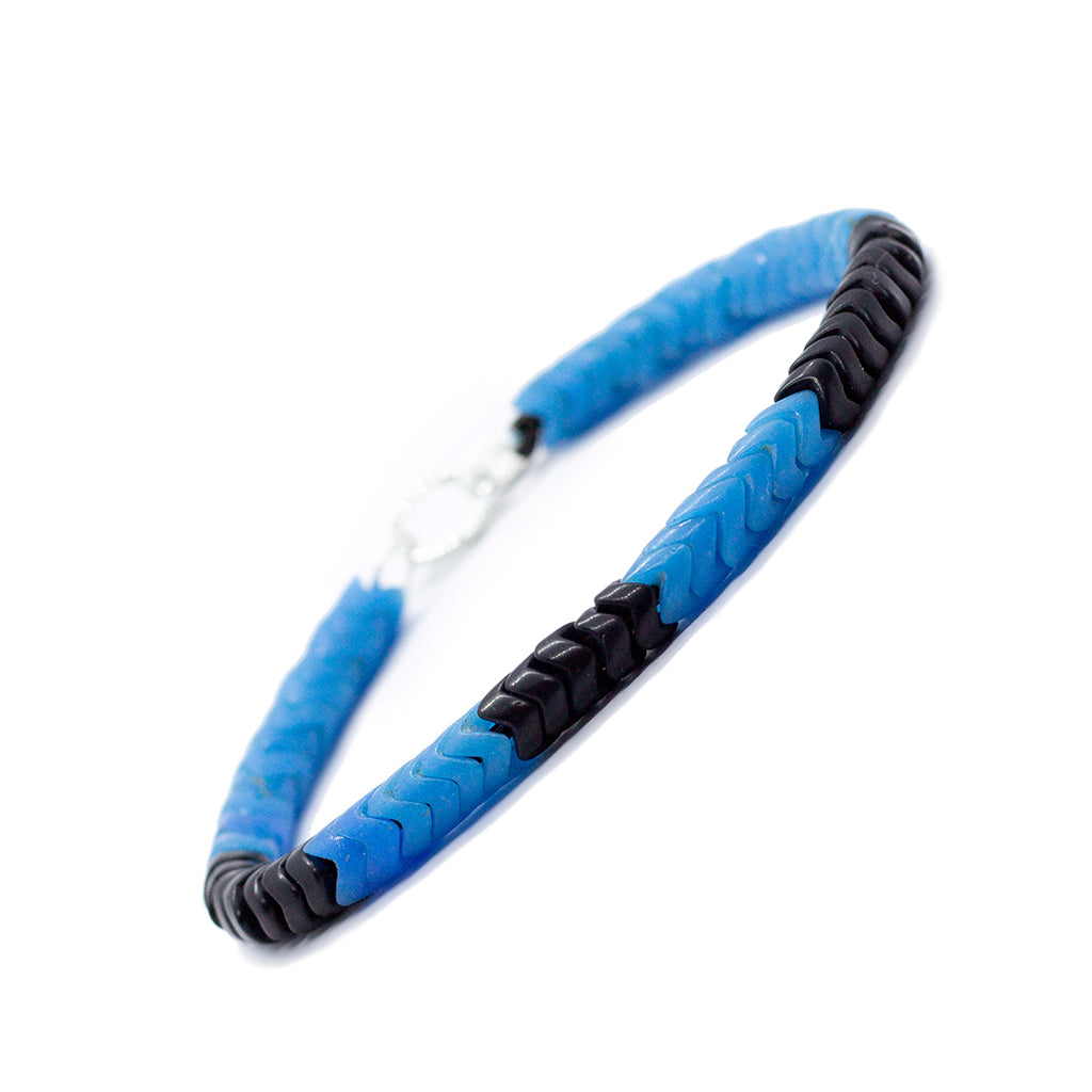 Accent Bespoke Bracelet - Vintage Sky-Blue Snake Vertebrae Bead Base