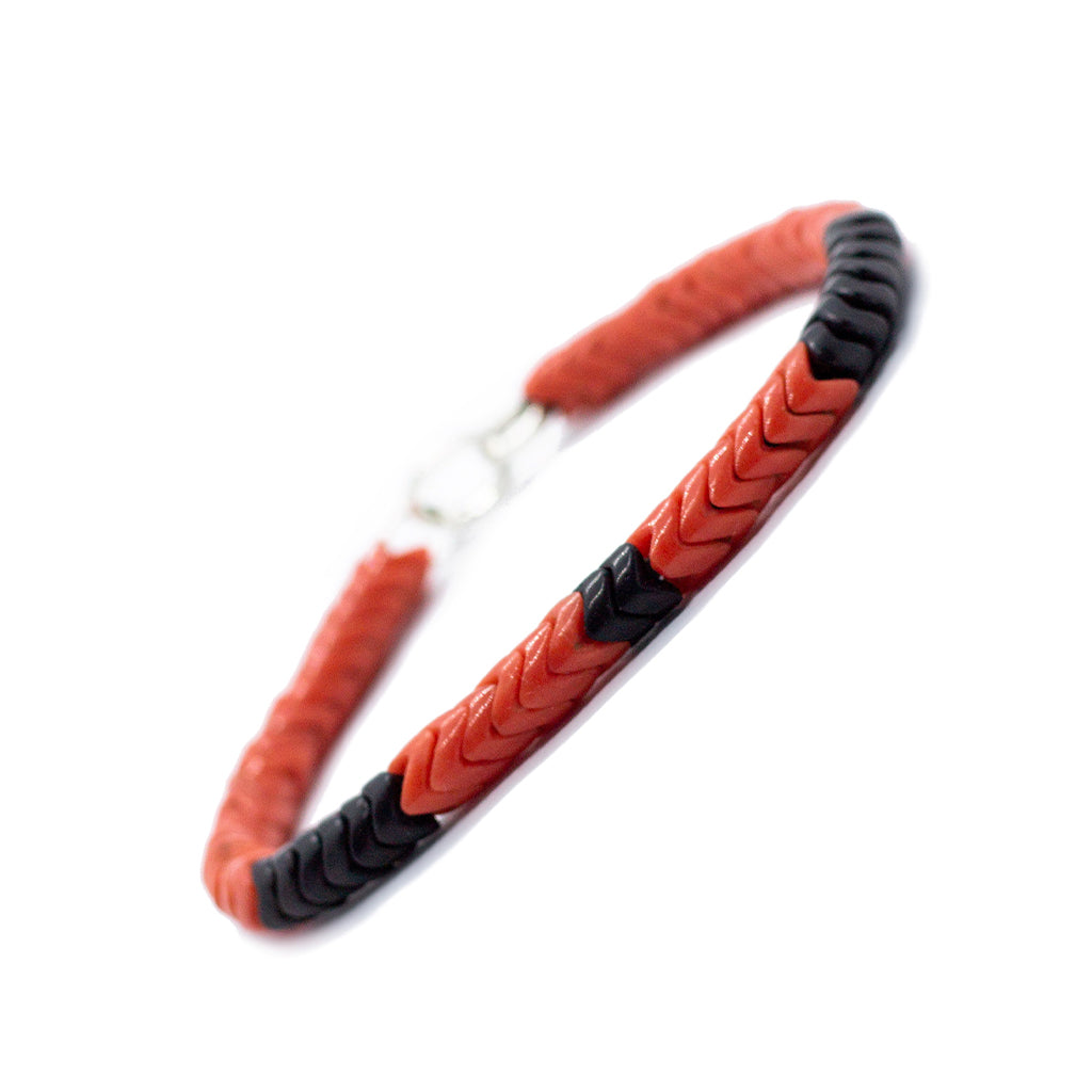 Accent Bespoke Bracelet - Vintage Coral Colour Snake Vertebrae Bead Base