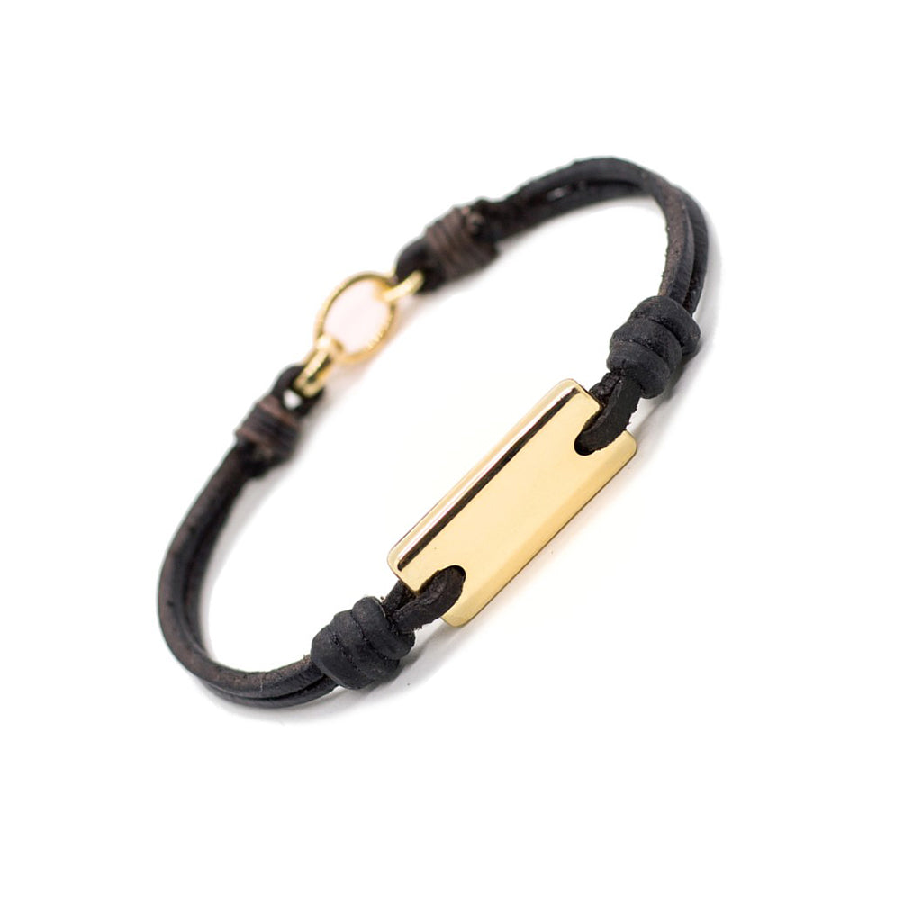 Aeon Bracelet - Recycled 14K Yellow Gold Ingot & African Kudu Leather