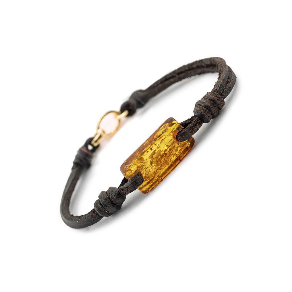 Aeon Bracelet - Brown Baltic Amber & Leather