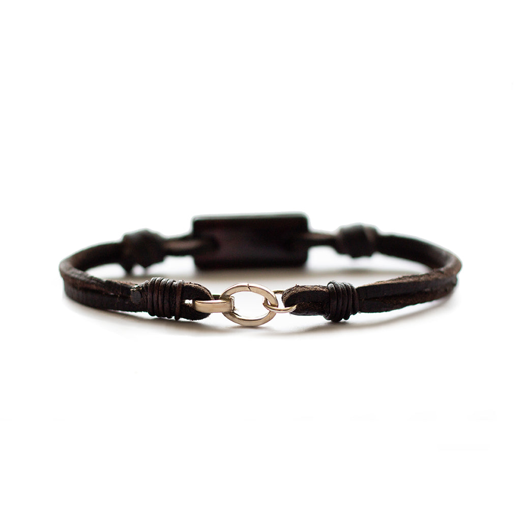 aeon bracelet - black agate & australian kangaroo leather