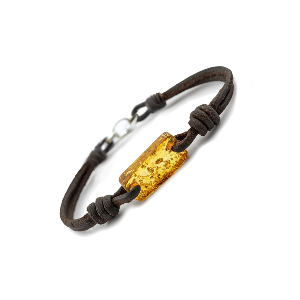 Aeon Bracelet - Honey Baltic Amber & Leather