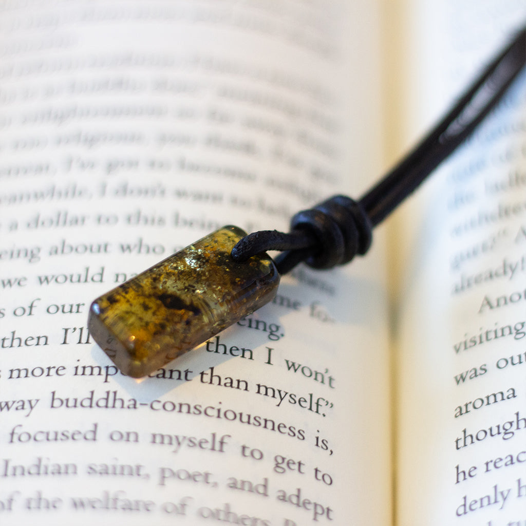 Amulet Necklace - Green Baltic Amber with Leather