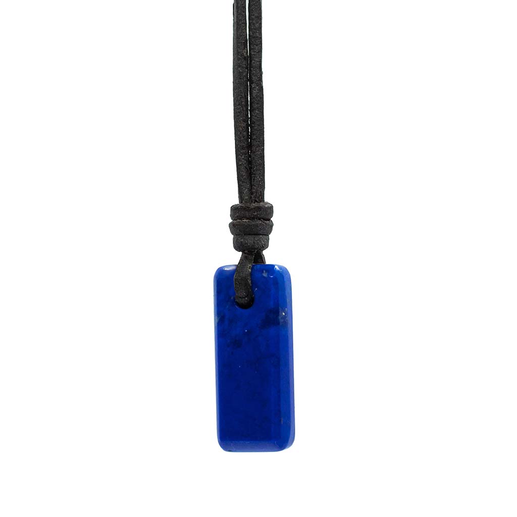 Amulet Necklace - Lapis Lazuli with Leather or Recycled Sterling Silver Chain