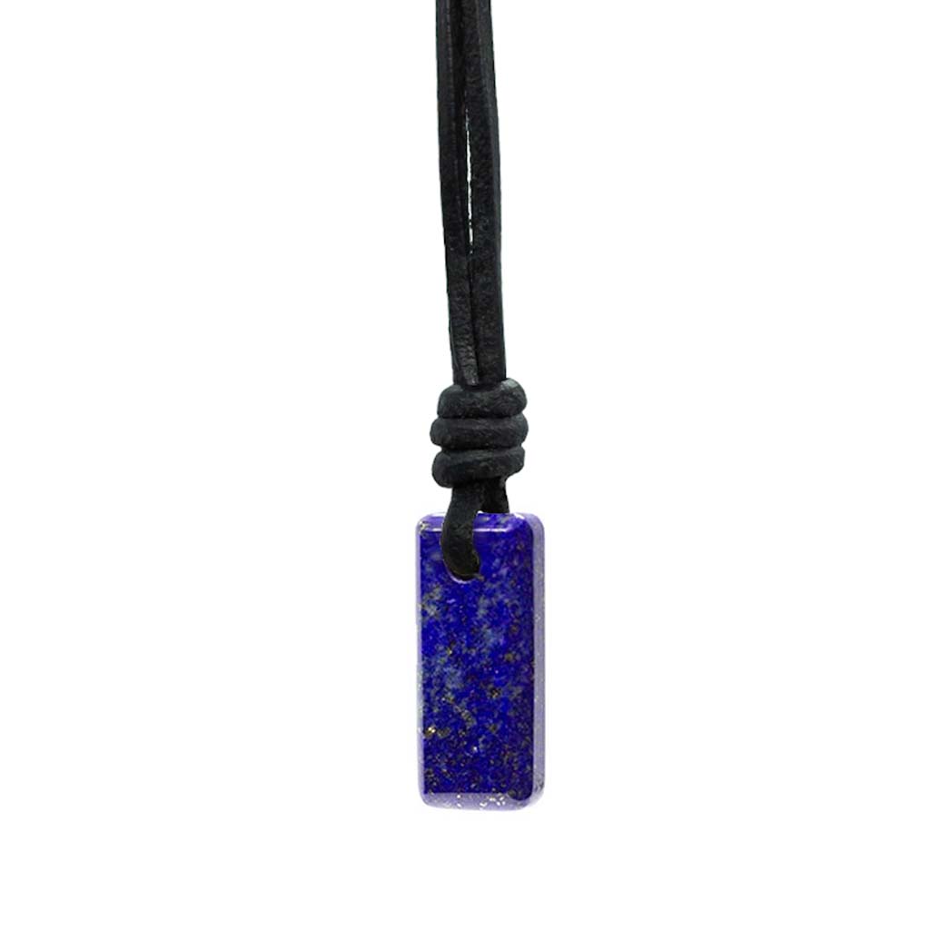 Amulet Necklace - Lapis Lazuli with Leather or Recycled Sterling Silver Chain