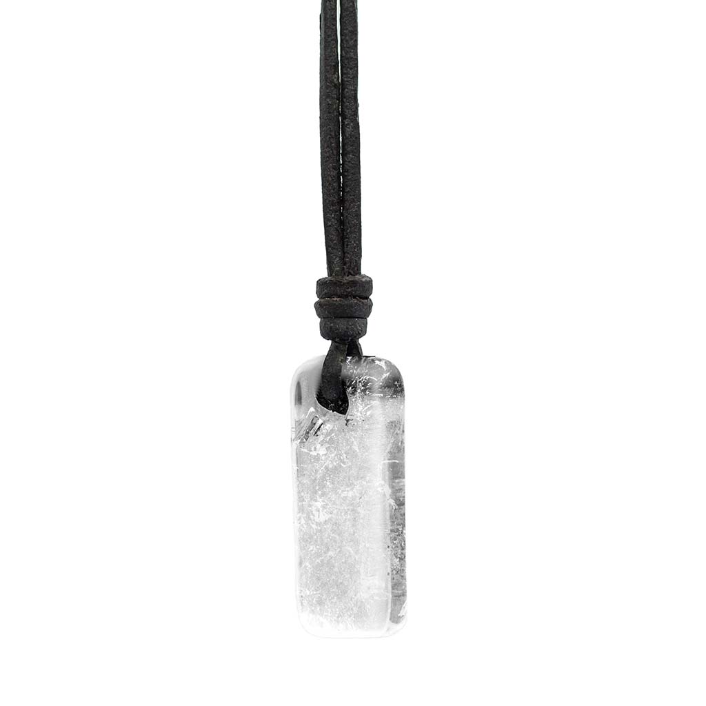 Amulet Necklace - Mountain Crystal with Leather or Recycled Sterling Silver Chain