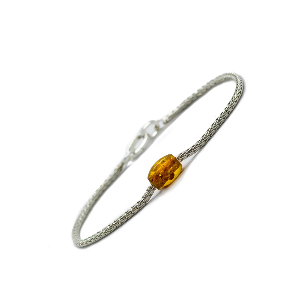 Token Bracelet for Alignment & Radiance - Brown Baltic Amber on Recycled Sterling Silver