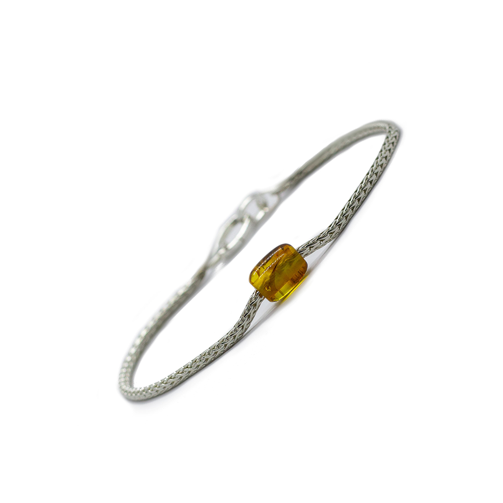 Token Bracelet for Alignment & Radiance - Honey Baltic Amber on Recycled Sterling Silver Chain