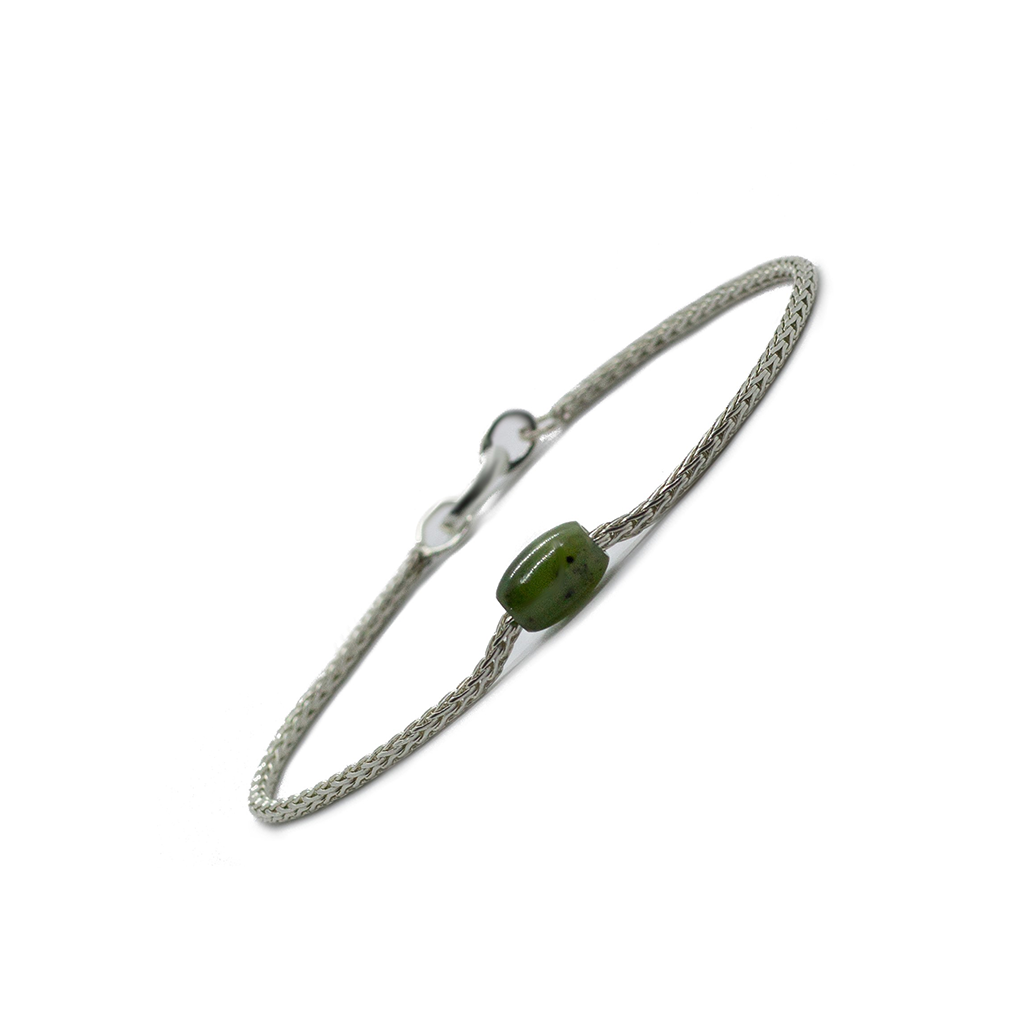 Token Bracelet for Abundance & Prosperity - Jade (nephrite) on Recycled Sterling Silver Chain