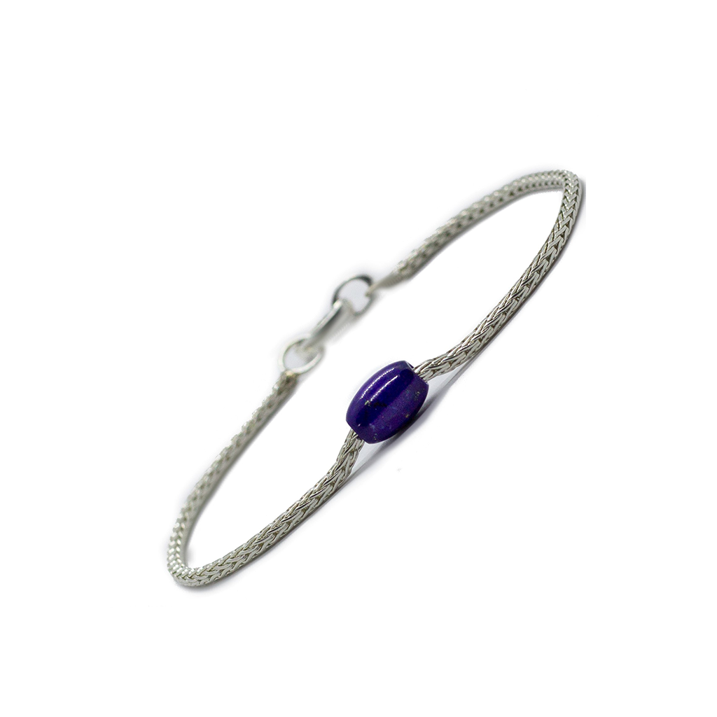 Token Bracelet for Intuition & Harmony - Lapis Lazuli on Recycled Sterling Silver Chain