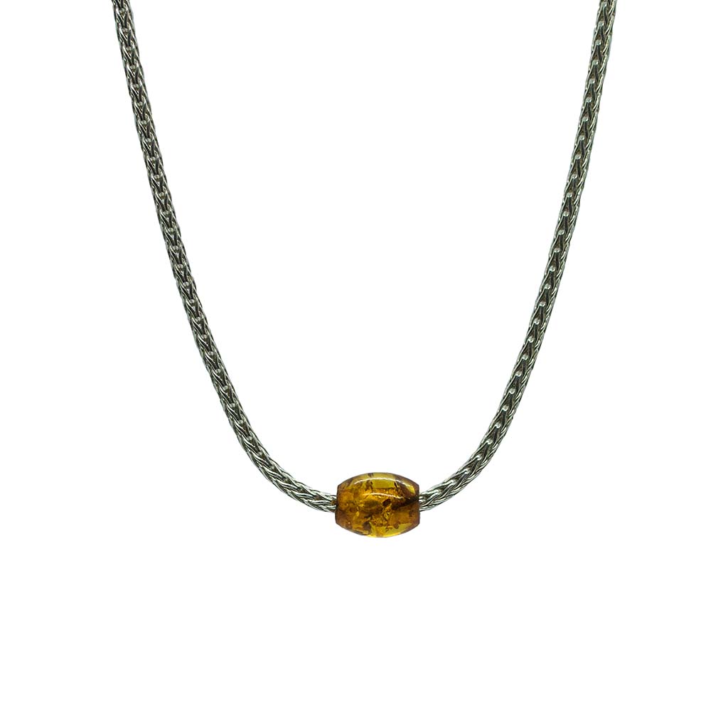 Token Necklace for Alignment & Radiance - Brown Baltic Amber on Recycled Sterling Silver Chain