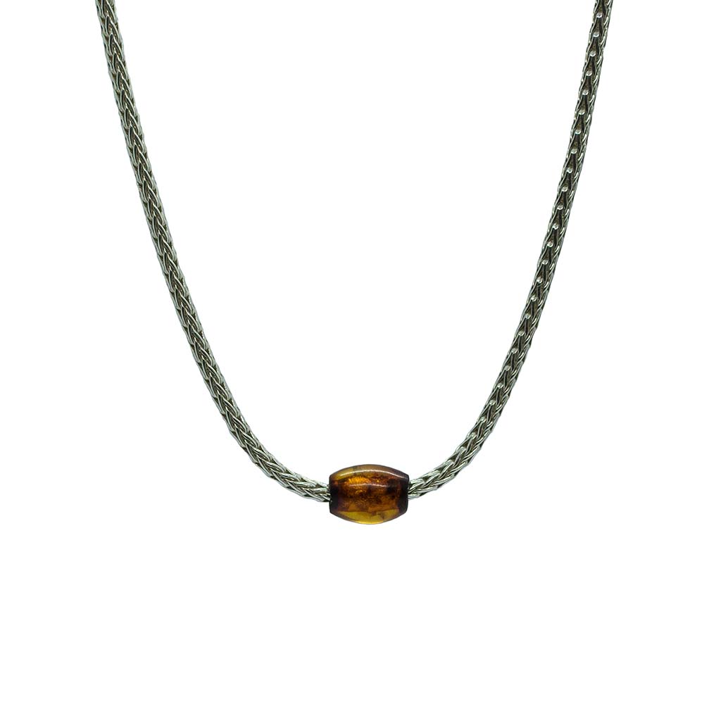 Token Necklace for Alignment & Radiance - Dark Brown Baltic Amber on Recycled Sterling Silver Chain