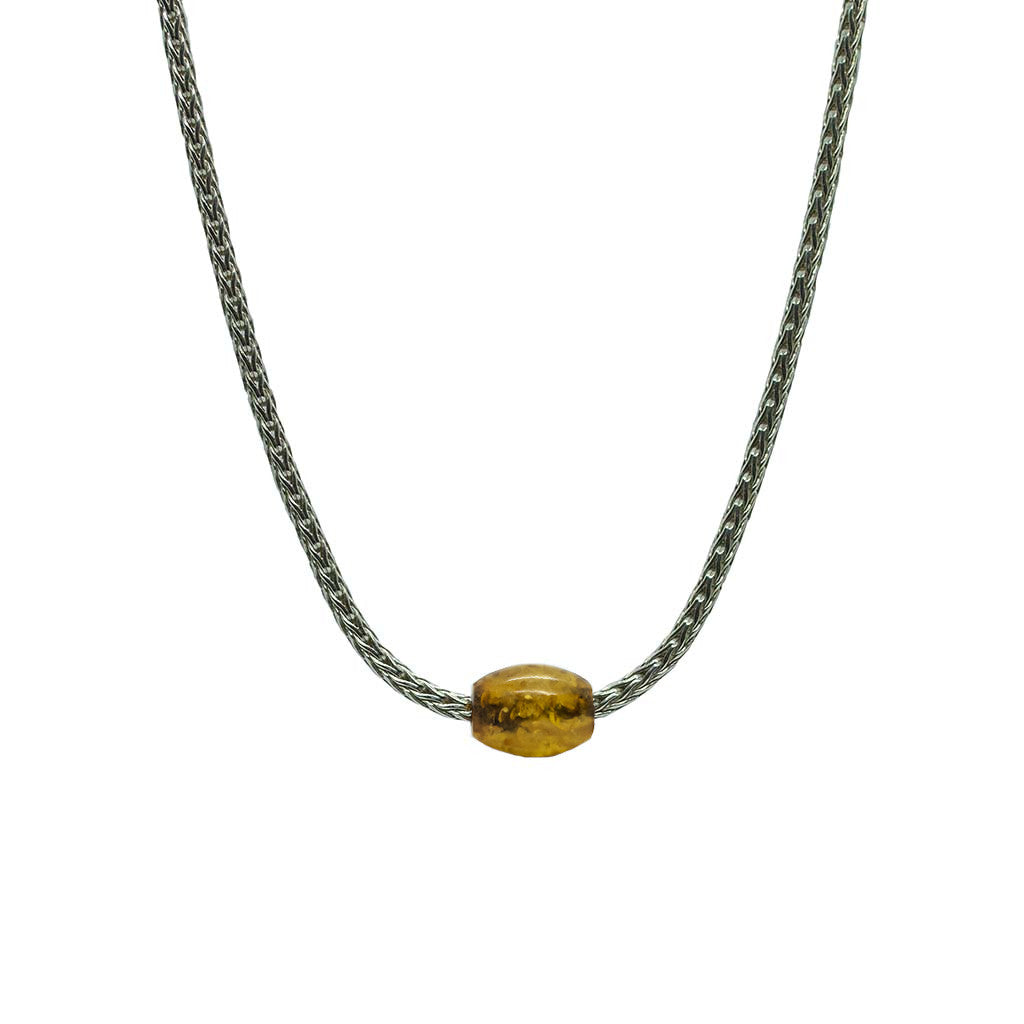 Token Necklace for Alignment & Radiance - Honey Baltic Amber on Recycled Sterling Silver Chain