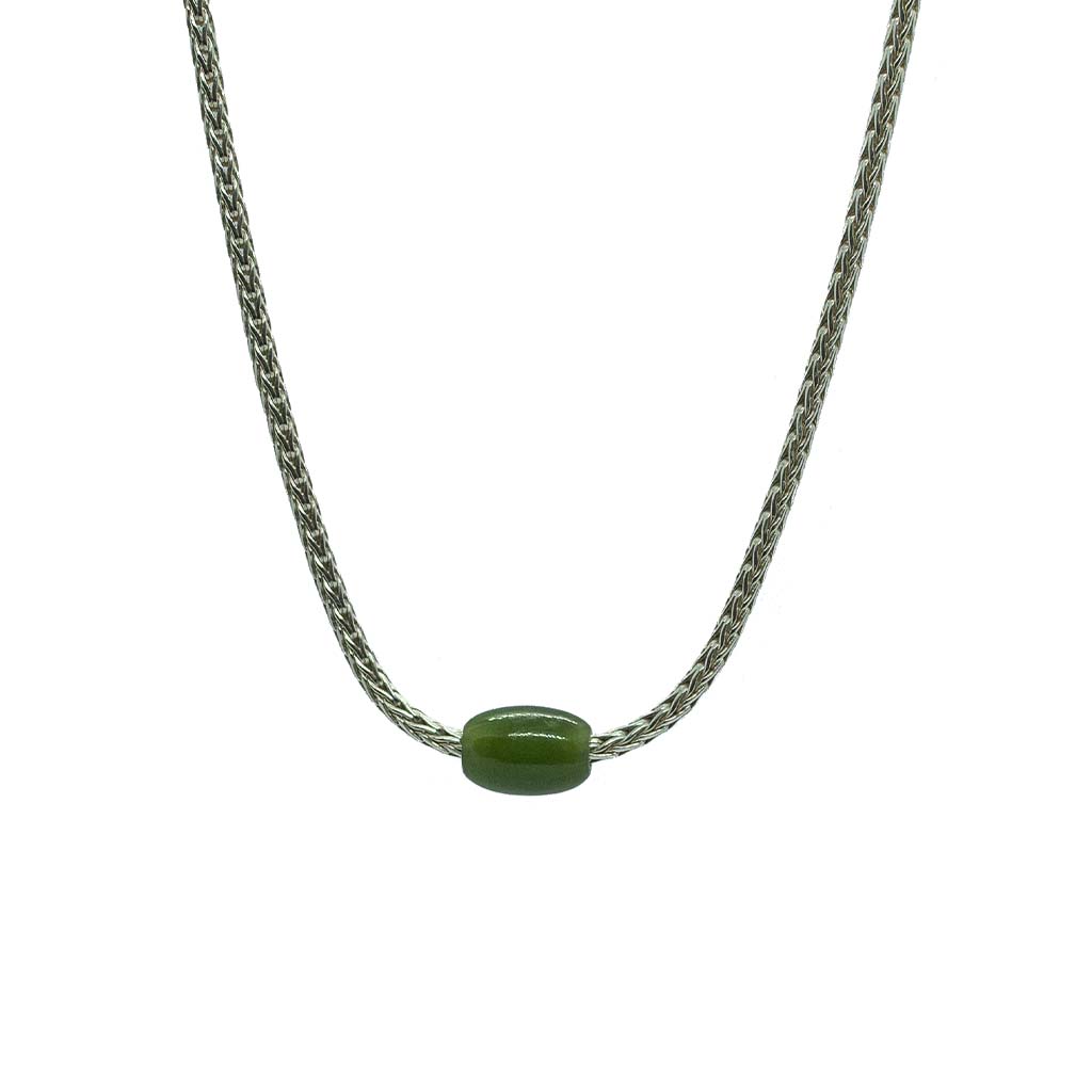 Token Necklace for Abundance & Prosperity - Jade (nephrite) on Recycled Sterling Silver Chain