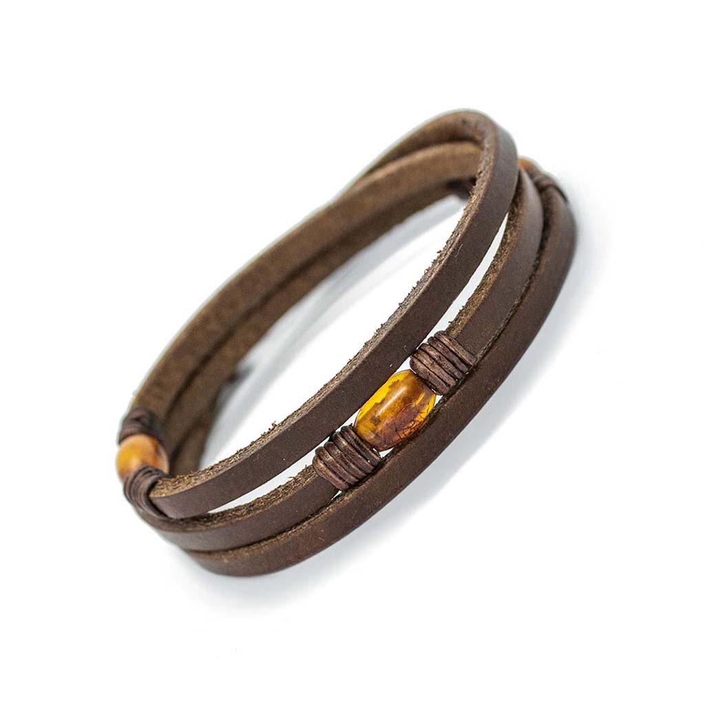 Trinity3 Bracelet - Brown Baltic Amber & American Bison